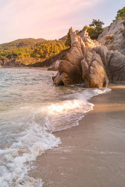 Vourvourou Calcidica Calcidica Grecia Scenario Del Tramonto Estivo Con Mare — Foto Stock
