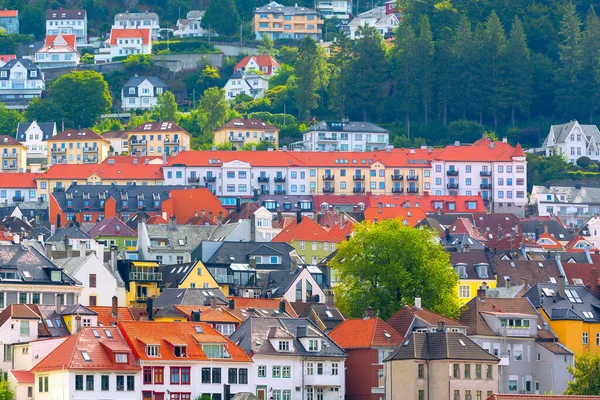 Bergen Hordaland Noruega Cidade Casas Madeira Colina Vista Verão — Fotografia de Stock