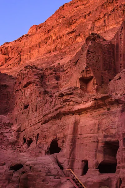 Petra Jordanisches Korinthisches Königsgrab Der Antiken Stadt Nabatan Abenddämmerung Blaue — Stockfoto