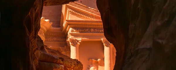 Petra Ürdün Siq Duvarları Hazine Sancak Manzarası Dünyanın Yeni Yedi — Stok fotoğraf