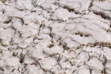 Ürdün 'deki Ölü Deniz tuz mineral doğal oluşum kristallerine yakın çekim