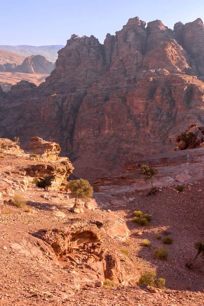 Cañón Piedra Arenisca Formaciones Rocosas Petra Jordania Patrimonio Humanidad Por — Foto de Stock