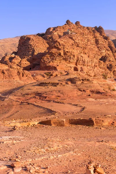 Sandsten Kanjon Klippformationer Petra Jordanien Unesco Världsarvslista — Stockfoto