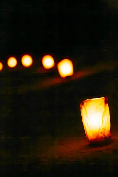 Close Light Paper Lantern Petra Night Jordan Copy Space — Stock Photo, Image
