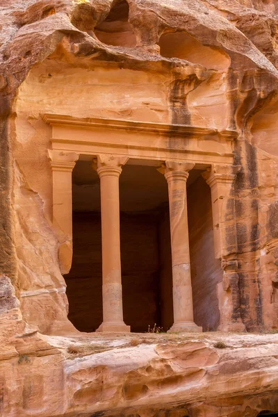 Caved Buildings Little Petra Siq Barid Wadi Musa Jordan — Stock Photo, Image