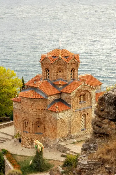 Ohrid North Macedonia Church John Kaneo Lake High Angle View — 图库照片