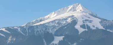 Bansko, Bulgaristan Todorka zirvesi, kış manzarası panorama afişi, kar Pireni dağı