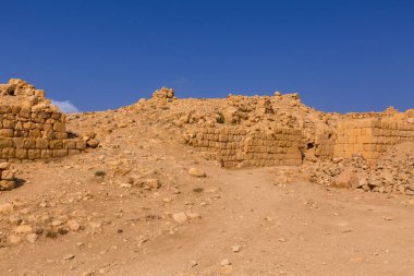 Haçlıların harabeleri Montreal, Shoubak, Shobak veya Ürdün, Ortadoğu 'daki Shawbak kalesi.