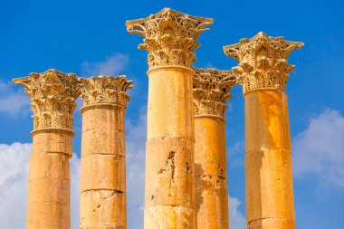 Jerash, Jordan close-up Temple of Artemis columns in the ancient Roman city of Gerasa, preset-day Jarash clipart