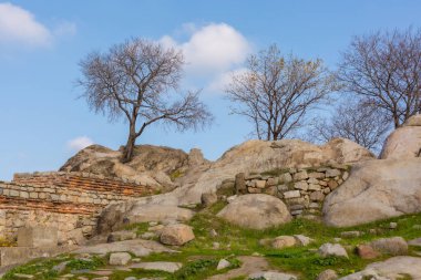 Plovdiv, Bulgaria Nebet Tepe ruins of the old fortress in autumn clipart