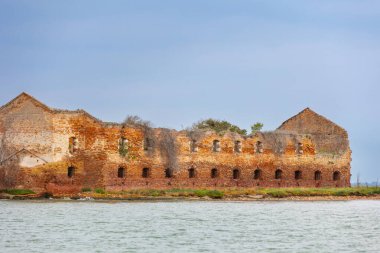 Venice, Italy. Abandoned building in island Madonna del Monte between Murano and Burano