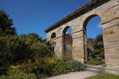 Rowlands Gill, Gateshead, United Kingdom- August, 14, 2024: Day off spending in Gibside, ruins of old gracious building roofless wreck of orangery Greek House clipart