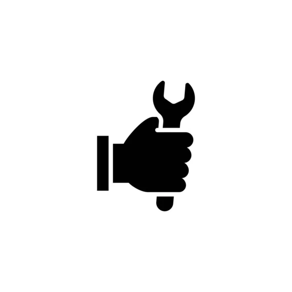 Simple Vector Diseño Icono Reparación Símbolo Mano Sosteniendo Una Llave — Vector de stock