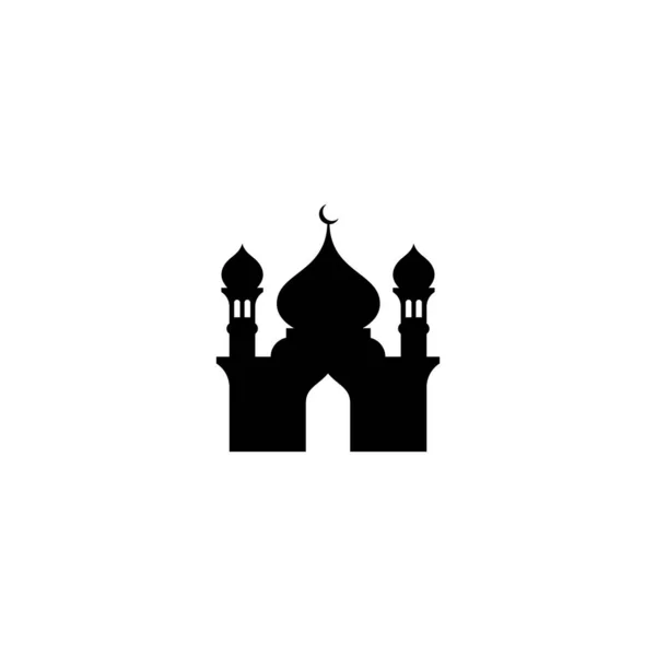 Basit Düz Cami Simgesi Tasarım Vektörü Cami Silueti — Stok Vektör