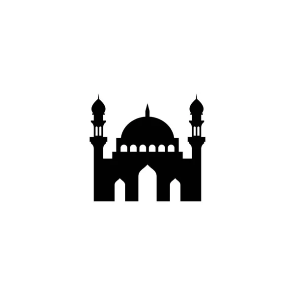 Semplice Piatto Moschea Icona Vettore Progettazione Silhouette Moschea — Vettoriale Stock