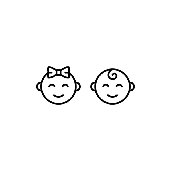 シンプルな男の子と女の子のアイコン編集可能なストロークベクトルの赤ちゃんのシンボル — ストックベクタ