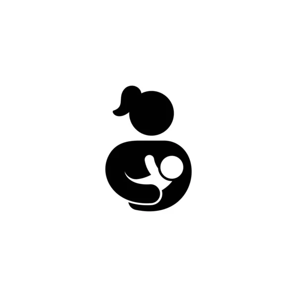 Prosta Ikona Matki Dziecka Wektor Symbolu Laktacji — Wektor stockowy