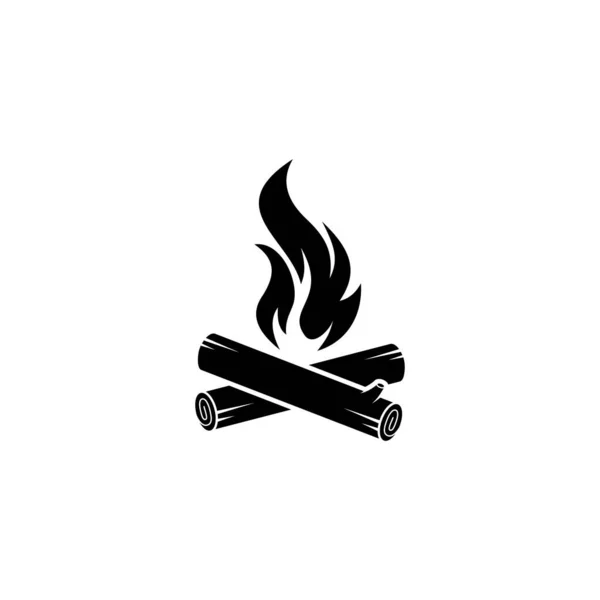 Düz Kamp Ateşi Sembolü Çizimi Şenlik Ateşi Simgesi Doldurulmuş Simge — Stok Vektör