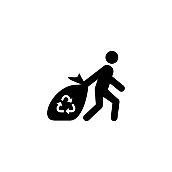 Illustration Einer Person Die Einen Müllsack Zieht — Stockvektor