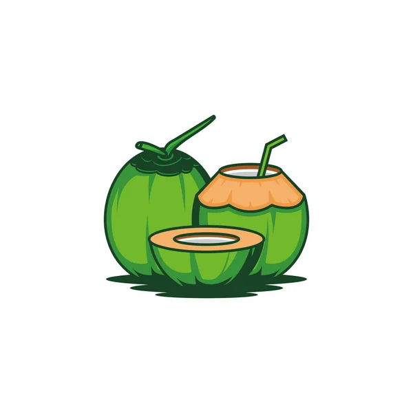Eenvoudige Kokosnoot Logo Illustratie Vector — Stockvector