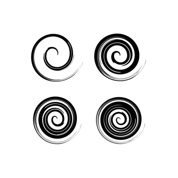 Set Abstract Spiral Brush Element Vector — Stock Vector