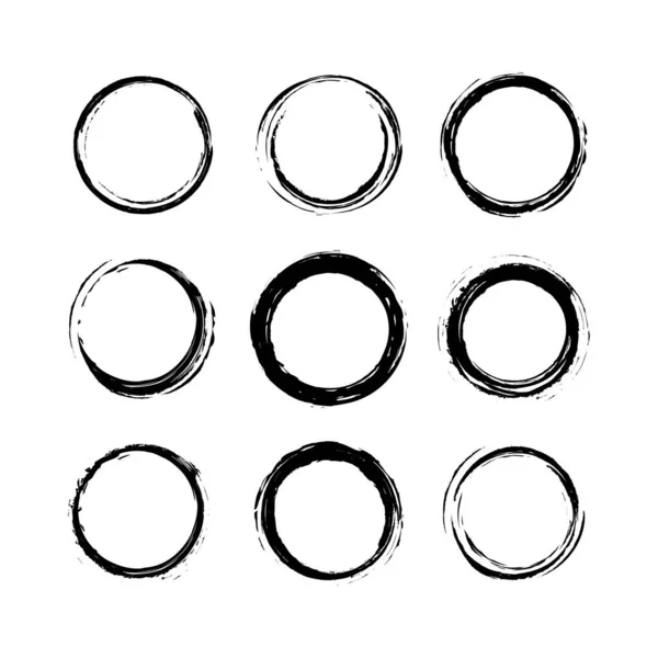 Set Aus Kreis Pinsel Element Vektor Abstrakter Kreis Grunge — Stockvektor