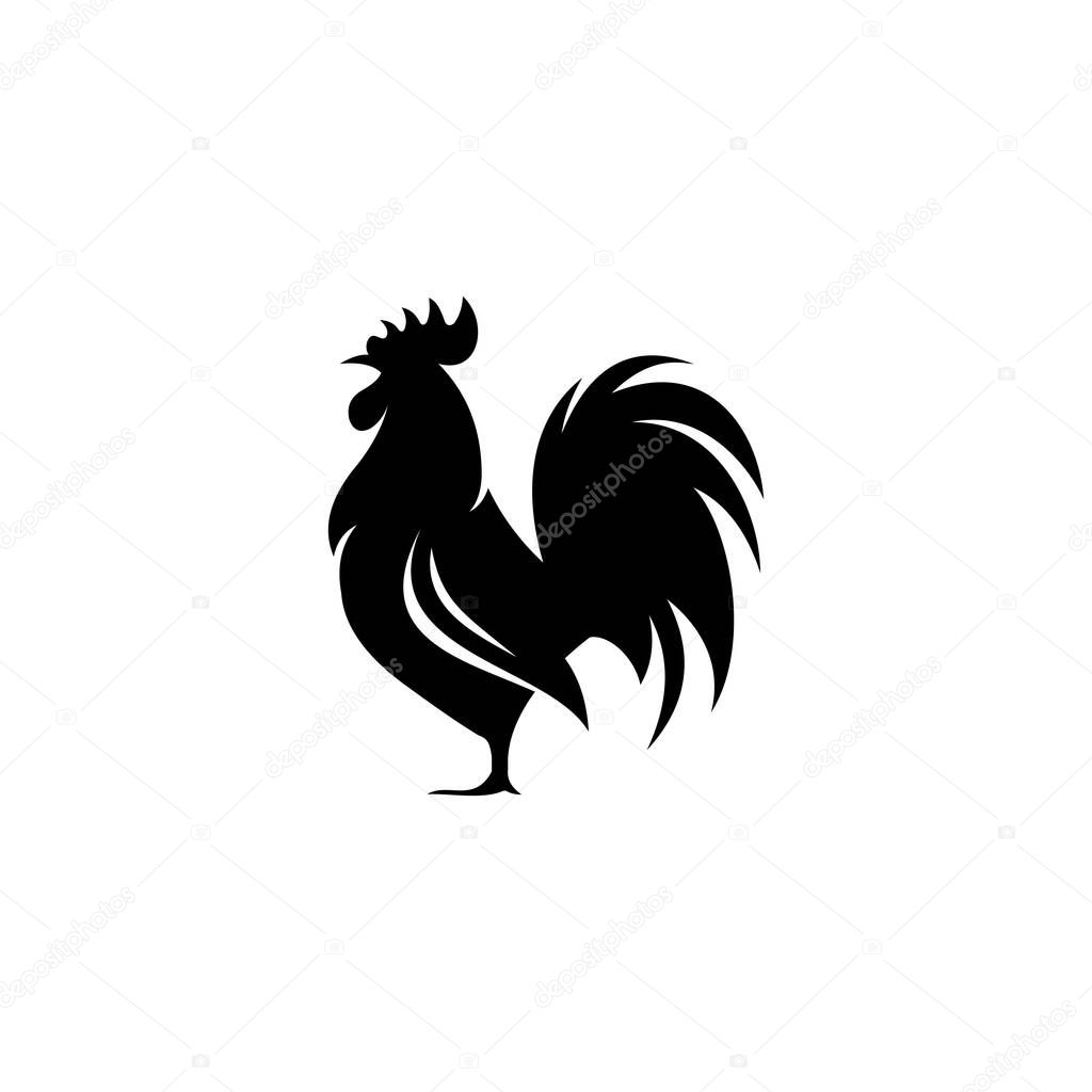 Flat rooster icon silhouette illustration vector