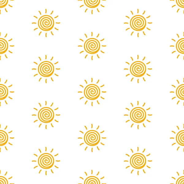 Simple Hand Drawn Sun Seamless Pattern Vector Cute Sun Pattern — Stock Vector