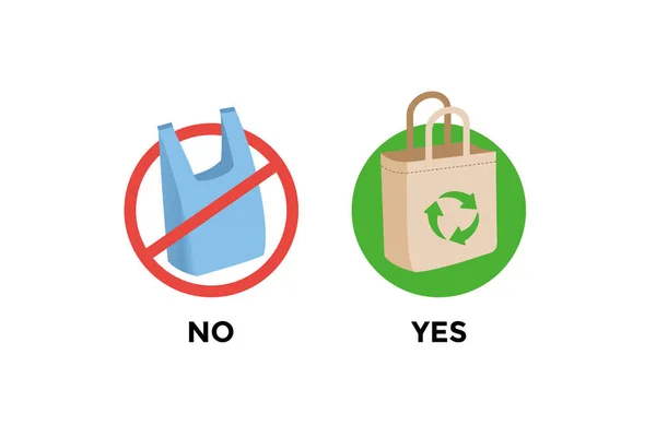 Λένε Όχι Στην Εκστρατεία Πλαστική Σακούλα Δεν Πλαστικές Σακούλες Εικονογράφηση — Διανυσματικό Αρχείο
