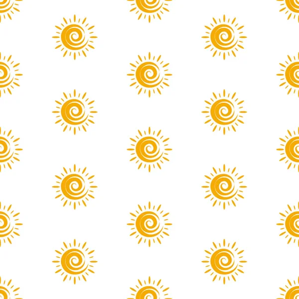 Simple Cute Sun Seamless Pattern Vector — Stock Vector
