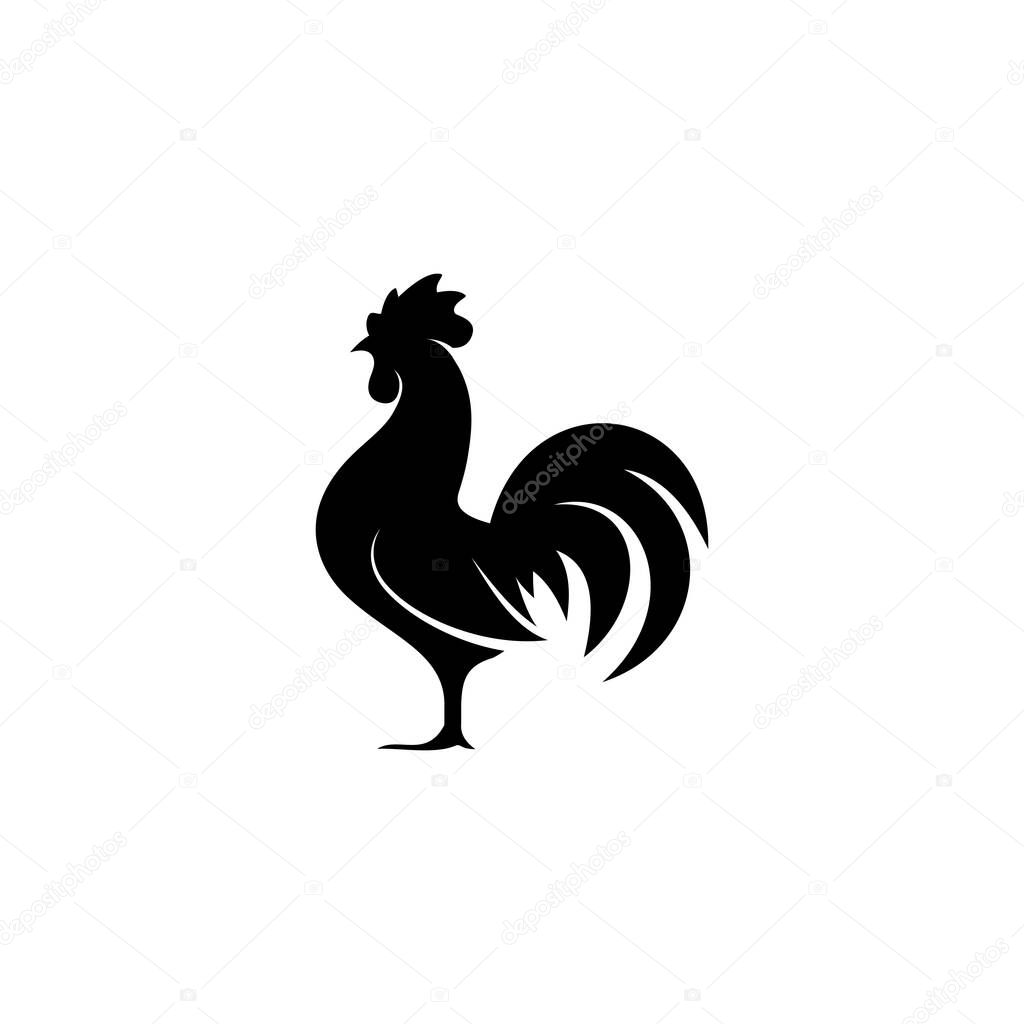 Flat rooster icon silhouette illustration vector