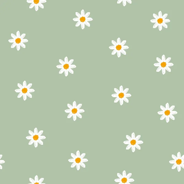 Χέρι Που Daisy Λουλούδι Αδιάλειπτη Διάνυσμα Μοτίβο Απλό Χαριτωμένο Λουλούδι — Διανυσματικό Αρχείο