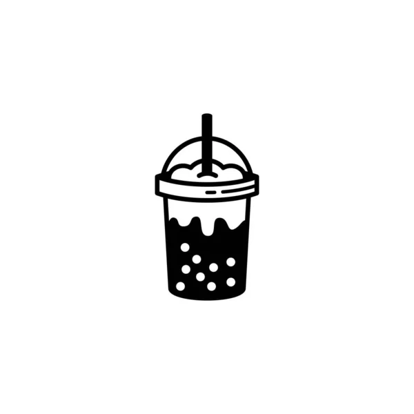 简单的Boba饮料图标矢量 泡茶符号 — 图库矢量图片