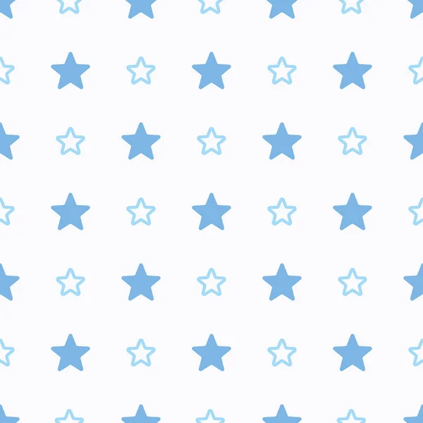 Basit Mavi Yıldızlar Pürüzsüz Desen Tasarımı Yıldız Arkaplan Vektörü — Stok Vektör