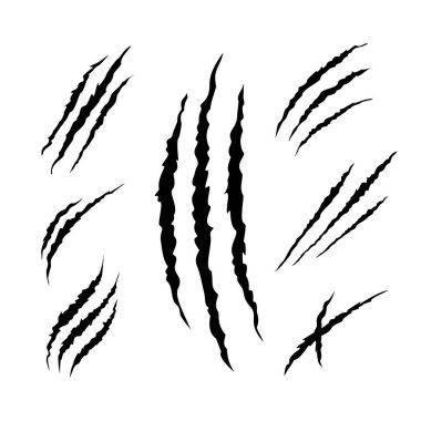 Pençe izi siluet çizim vektörü kümesi