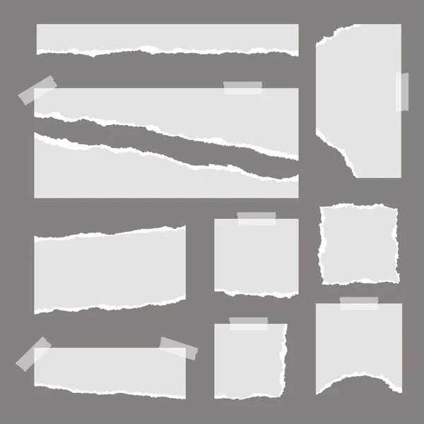 Uppsättning Tomma Rivna Papper Vektor Element Rippat Papper Illustration — Stock vektor
