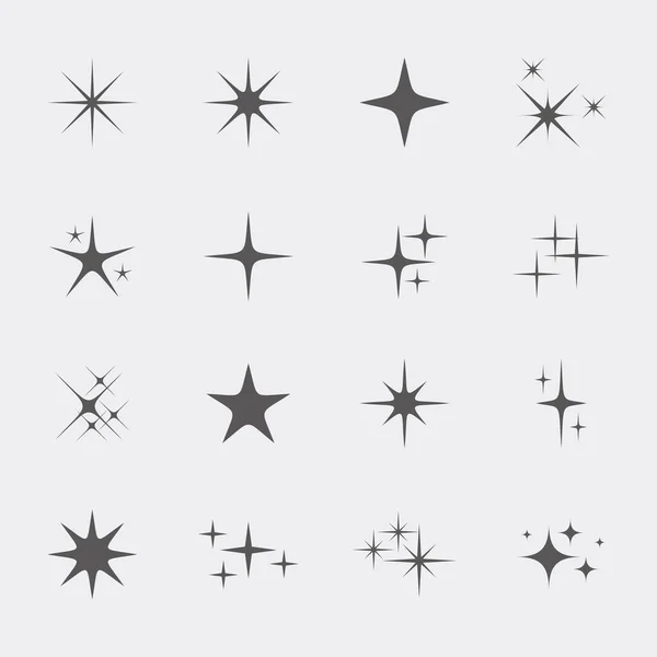 平らな輝く星のイラストベクトルのセット — ストックベクタ