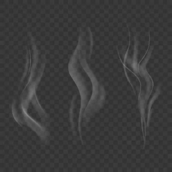 Set Realistic Smoke Transparent Background — Stock Vector