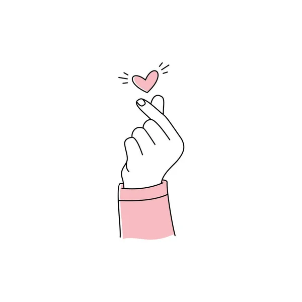 Bonito Coreano Dedo Coração Sinal Ilustração Amor Mão Gesto Símbolo —  Vetores de Stock