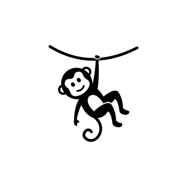 Cute Hanging Monkey Illustration Design Baby Monkey Icon — Stock Vector