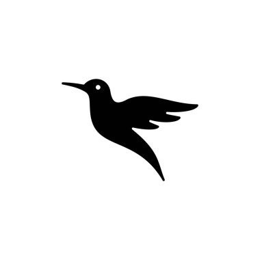 Basit uçan kolibri kuş simgesi çizimi, sinekkuşu siluet logosu tasarımı
