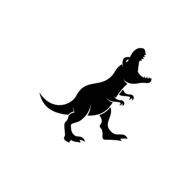 Dinozor simgesi tasarımı, kızgın t-rex siluet logosu