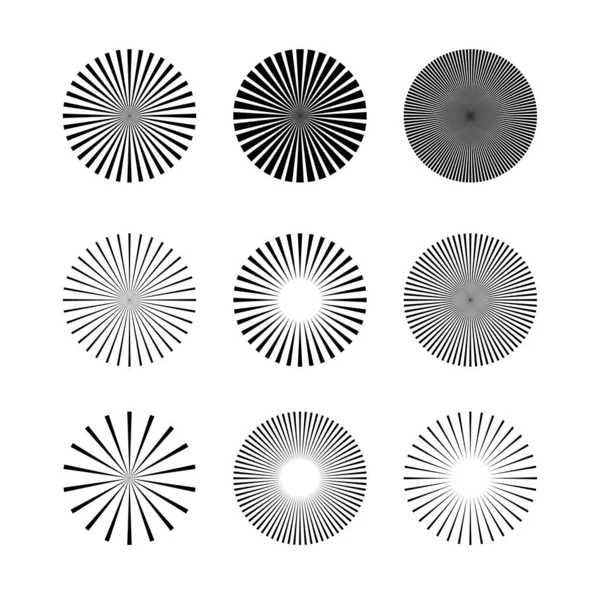 Divers Rayons Soleil Radial Forme Collection — Image vectorielle