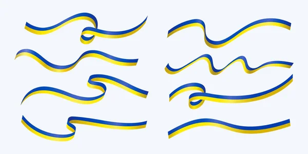 さまざまなウクライナの旗リボンコレクション — ストックベクタ