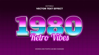 1980 retro biçimli düzenlenebilir metin efekti