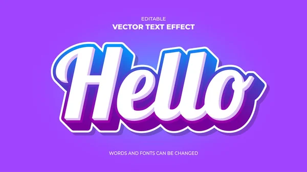 Moderne Effet Texte Modifiable Bonjour Avec Dégradé Bleu Violet — Image vectorielle