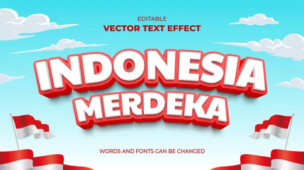 Indonesia Merdeka Efeito Texto Editável Sobre Fundo Céu Azul Gráficos De Vetores