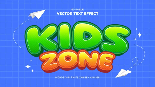 stock vector kids zone editable 3d text effect