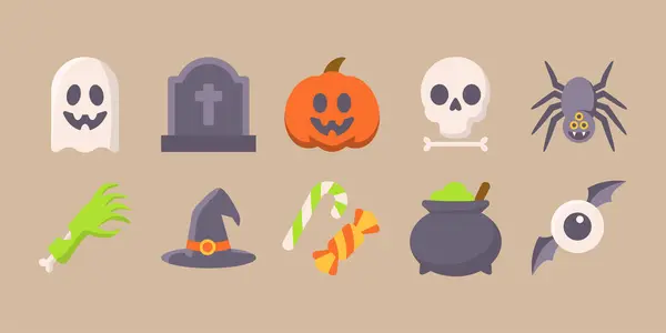 Cute Halloween Vector Elements Collection — Stock Vector