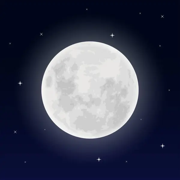 夜空背景下的满月图解 免版税图库插图